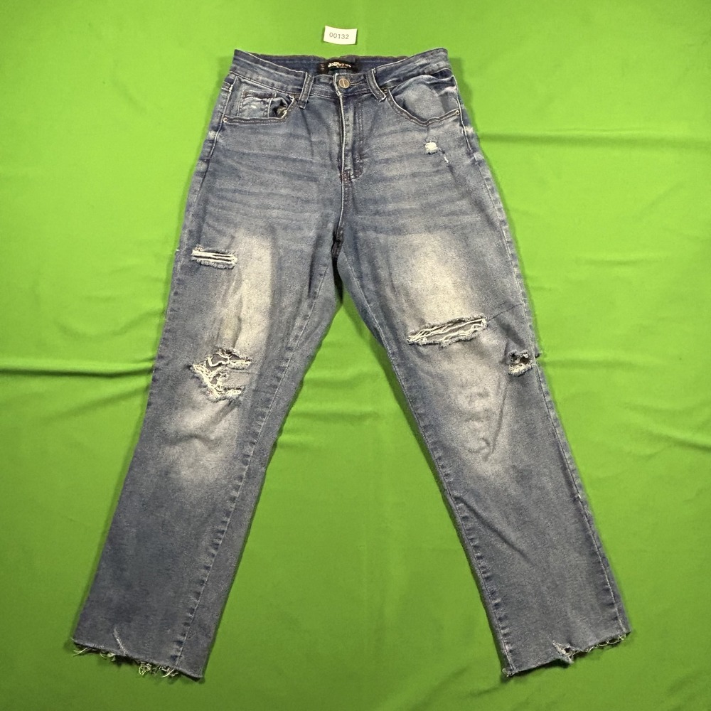 Dollhouse Distressed High-Rise Straight Leg Jeans Medium Wash Blue Size 11